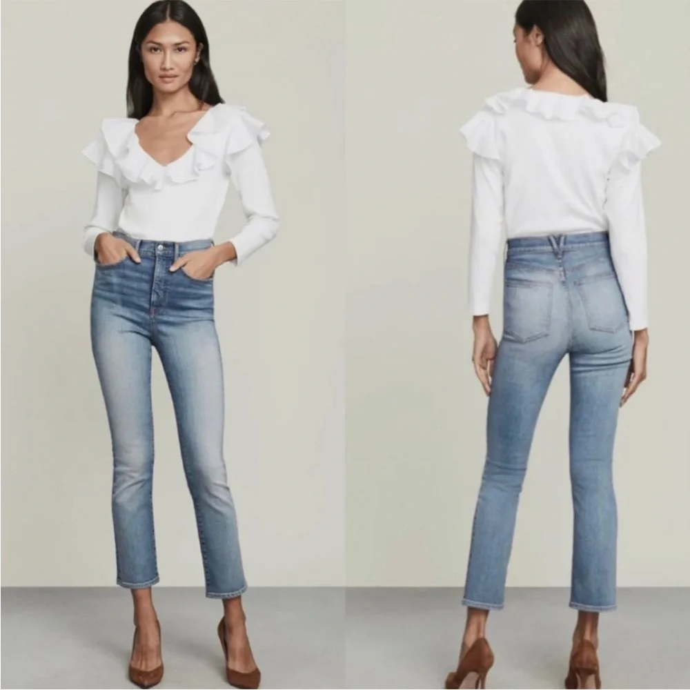 Veronica Beard Jeans Carly Kick Flare‎ High Rise Wash Clear Water Size 26